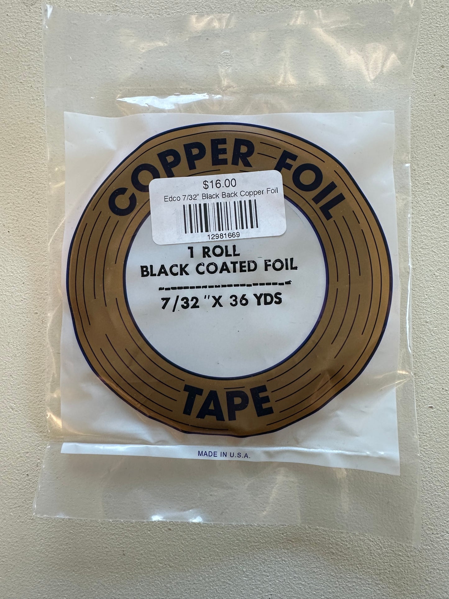 Edco 7/32" Black Back Copper Foil