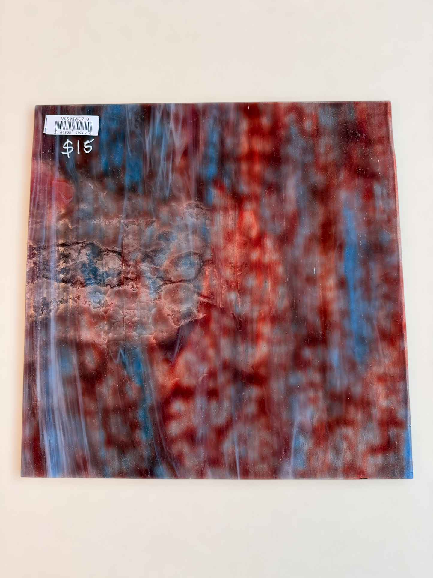 Wissmach WO710 Mystic Burgundy, Dk Blue and White Wispy 12"x12"
