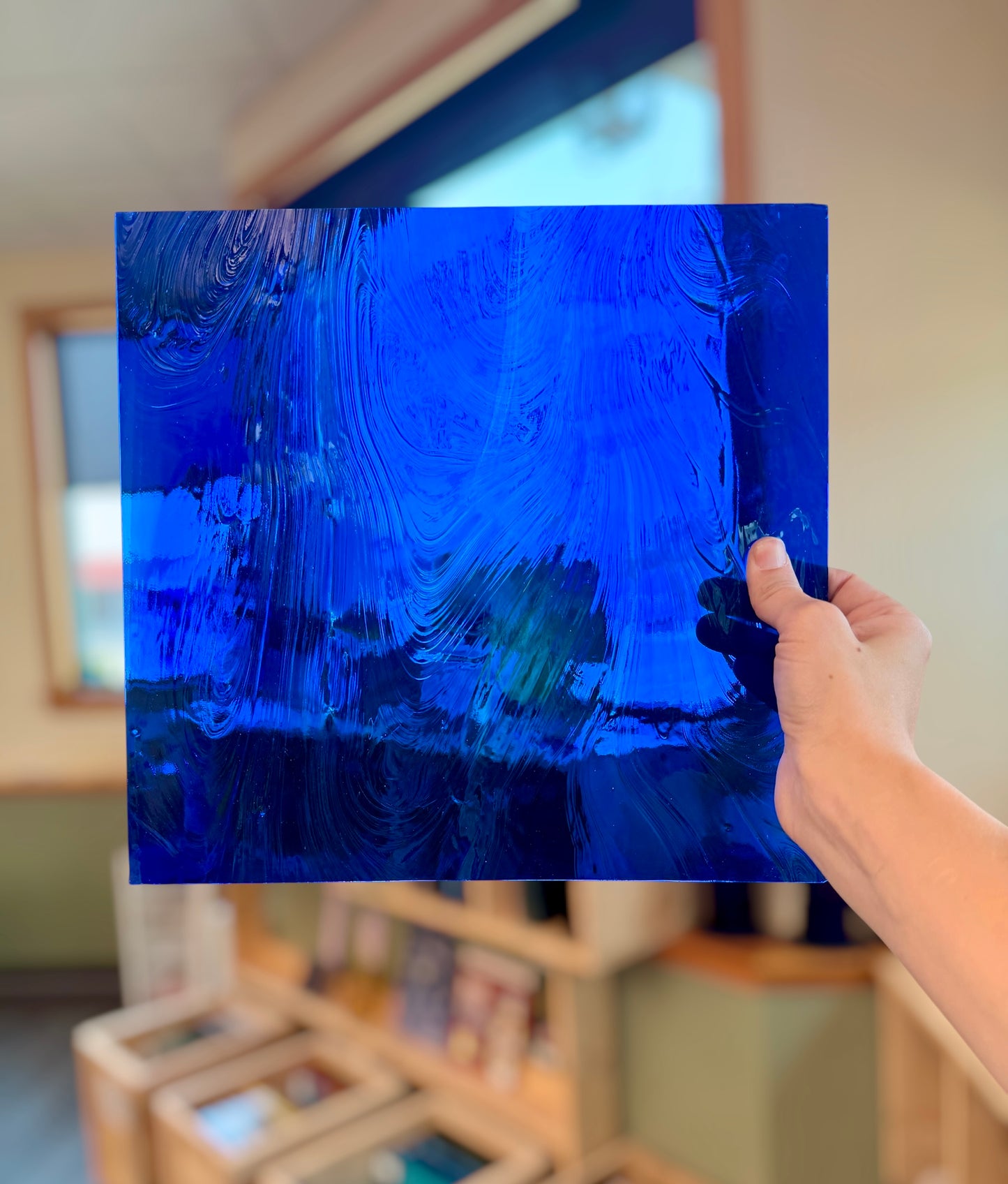 Vintage Med. Blue Barnwood Glass