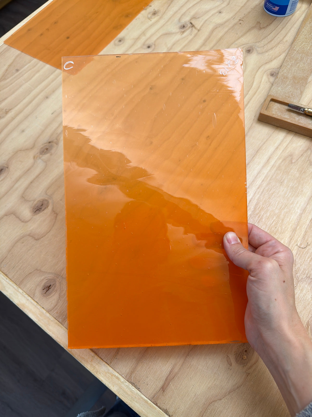 Rare AC Fischer | Sunset Orange Flashed Mouth Blown Glass