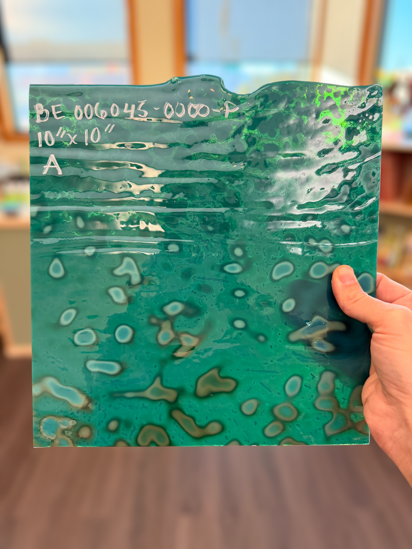 Bullseye Patina Green Ring Mottle 10" x 10"