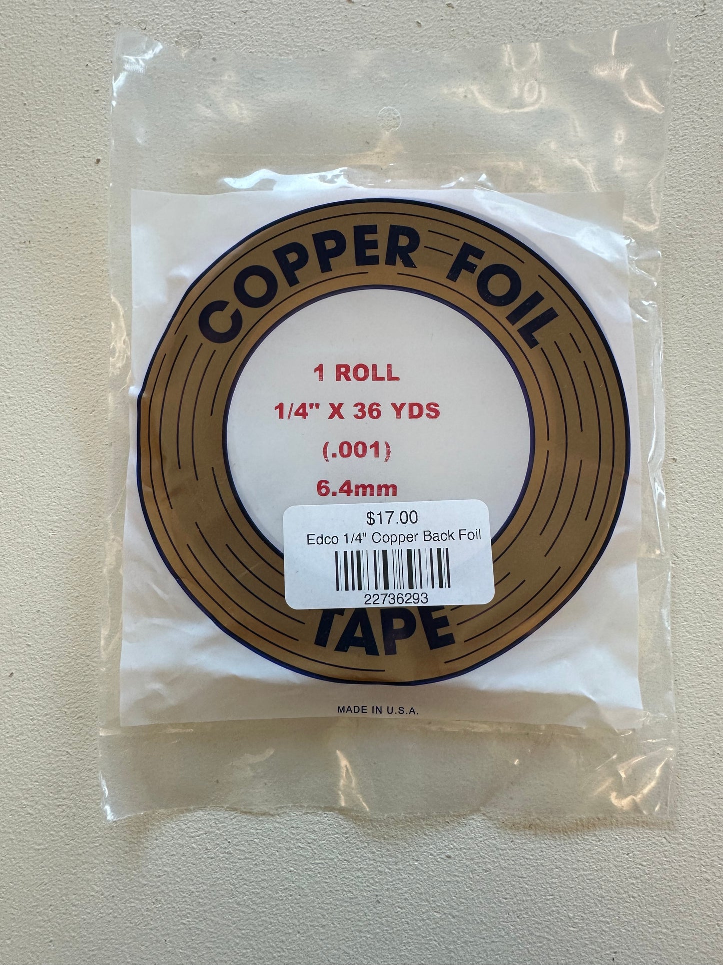 Edco 1/4" Copper Back Copper Foil