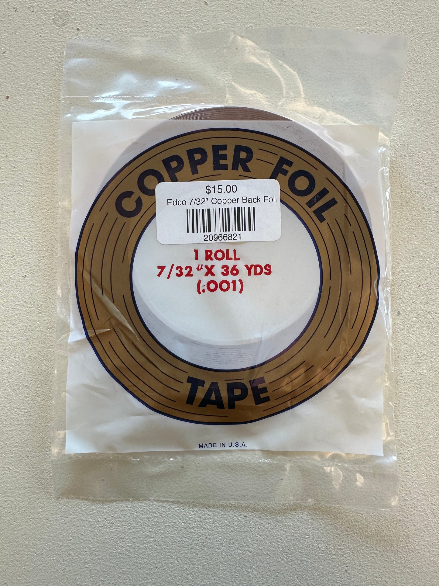 Edco 7/32" Copper Back Copper Foil