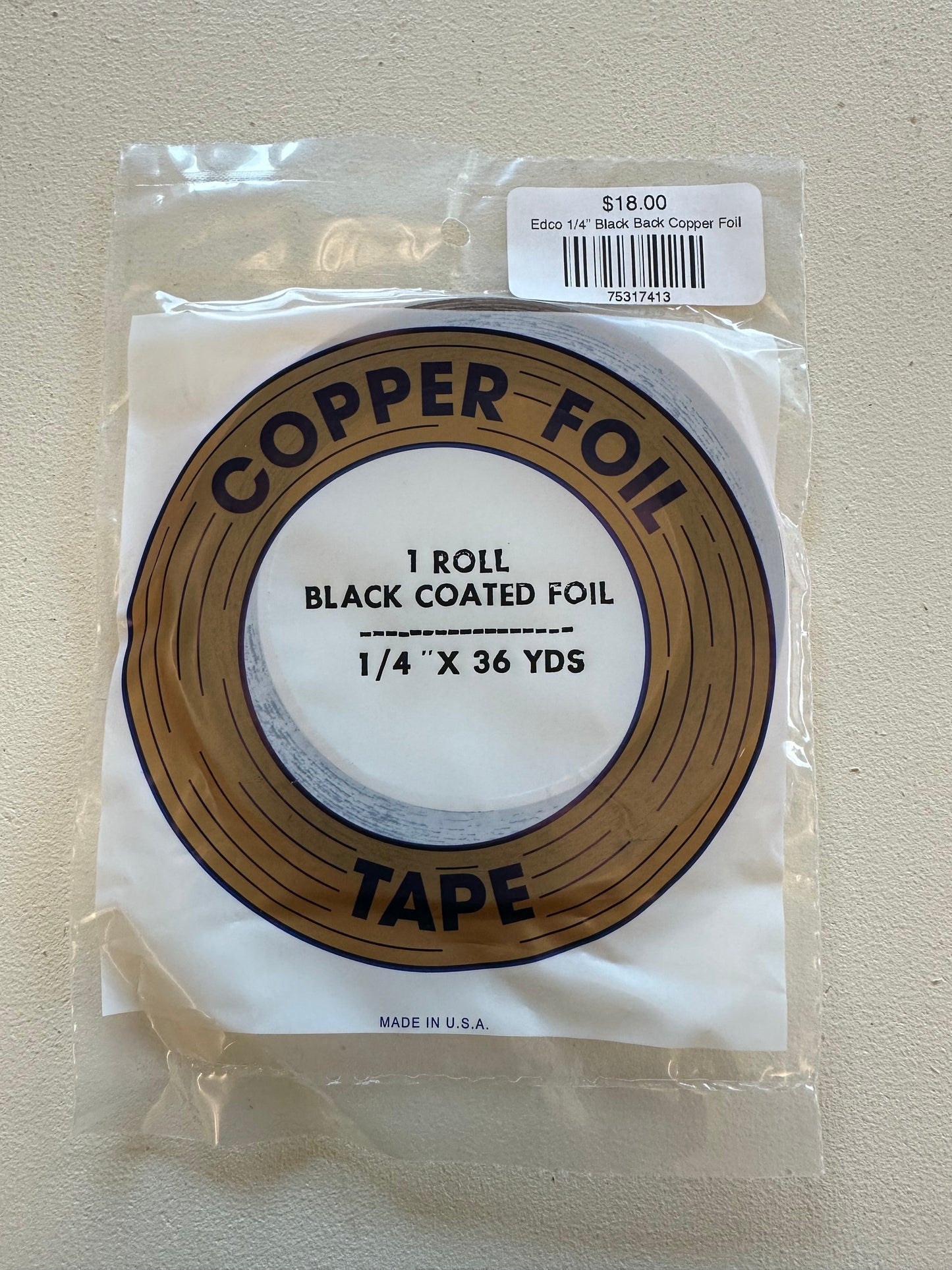 Edco 1/4” Black Back Copper Foil