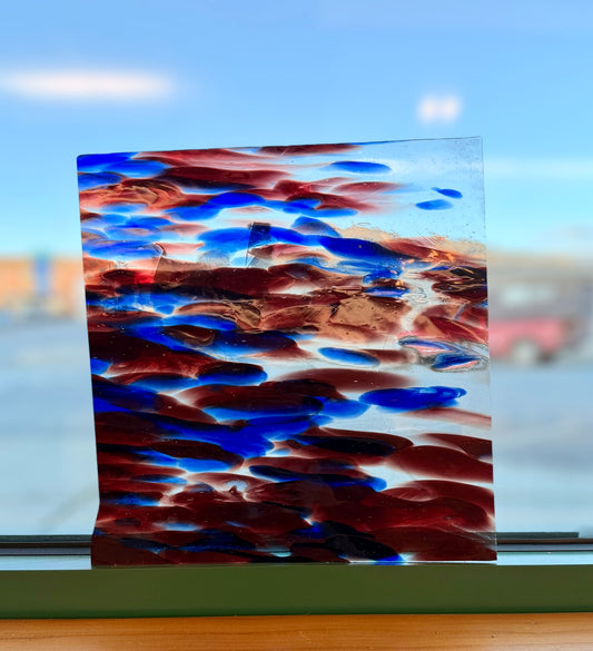 Blue/Dk. Red on Clear