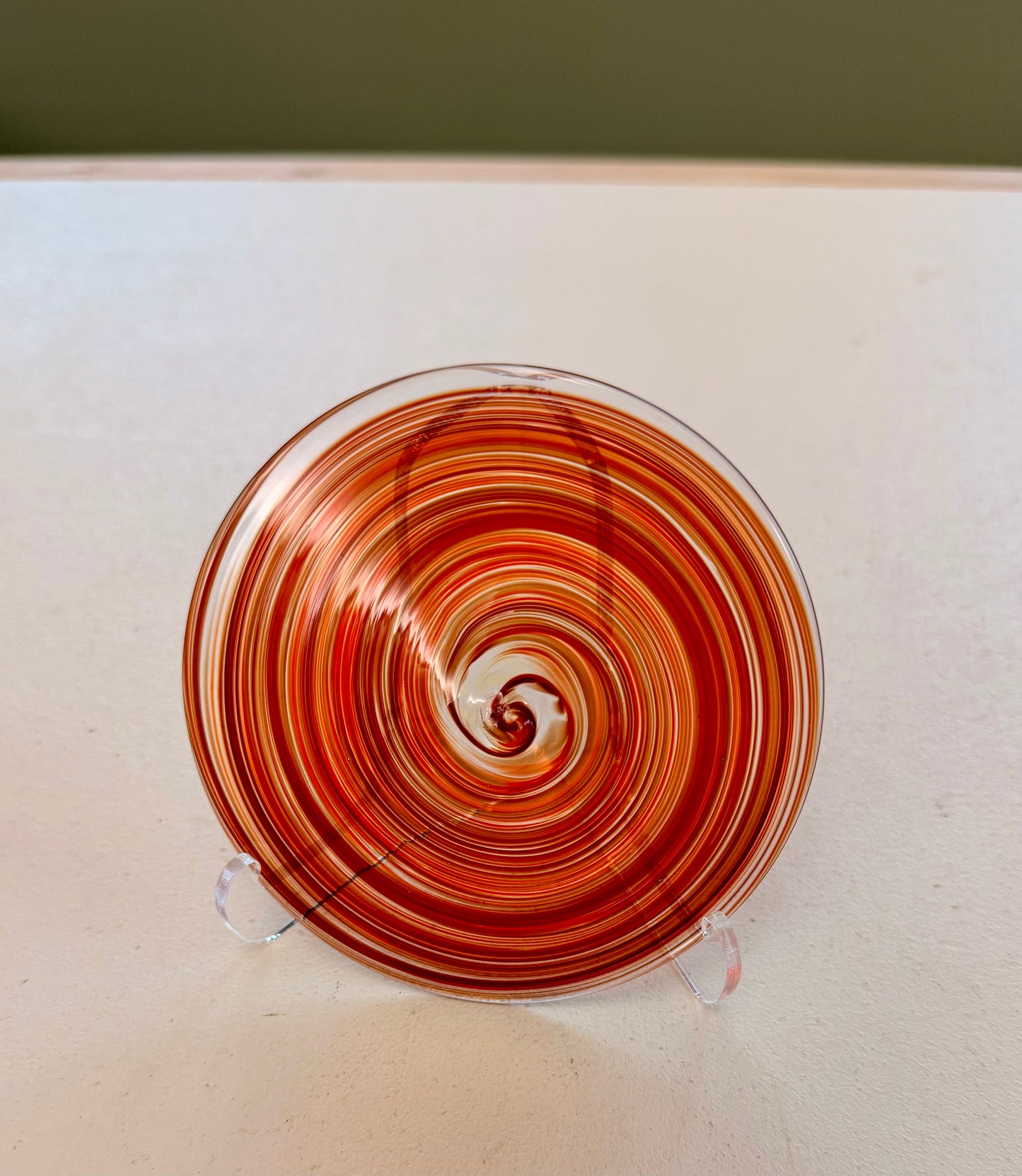 Red/Orange Swirl Hand Spun Rondel 95mm