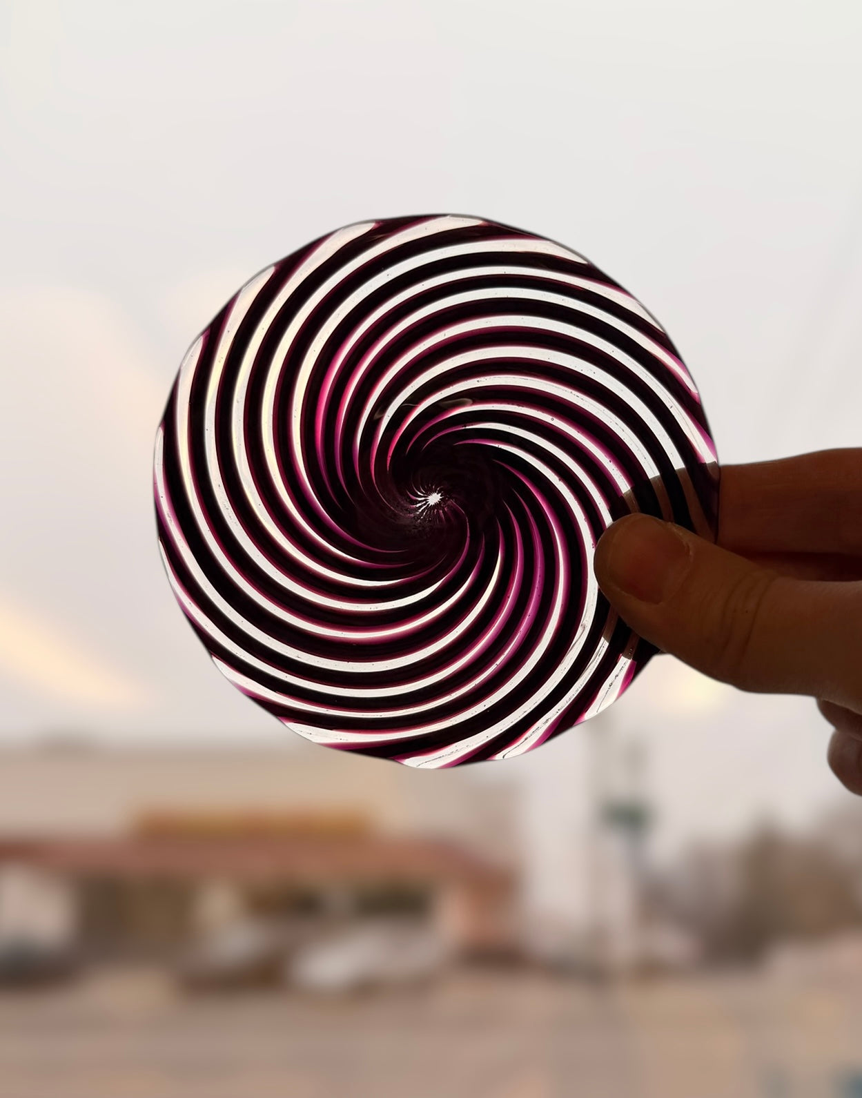 Pink/Black/Clear Optic Hand Spun Rondel 95mm