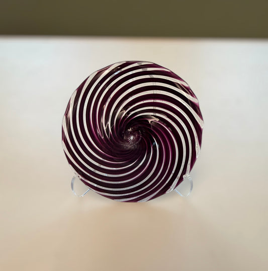 Pink/Black/Clear Optic Hand Spun Rondel 95mm