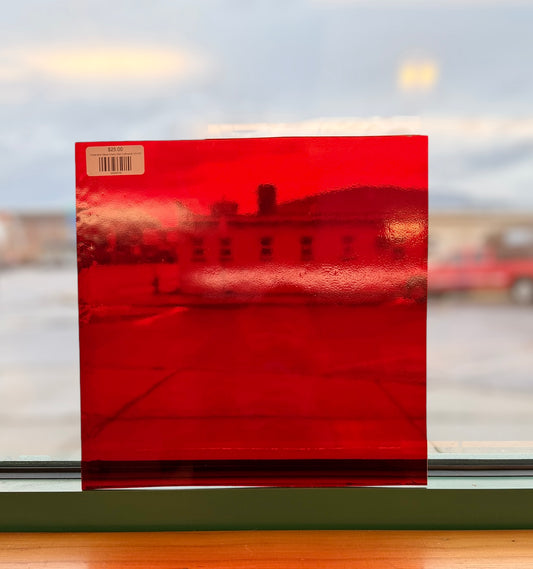 Oceanside Glass Cherry Red Cathedral 12”x12”