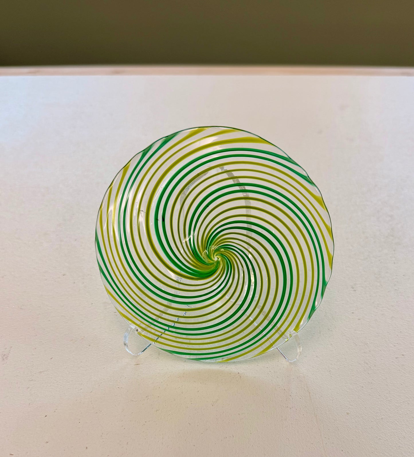 Green Swirl Hand Spun Rondel 110mm