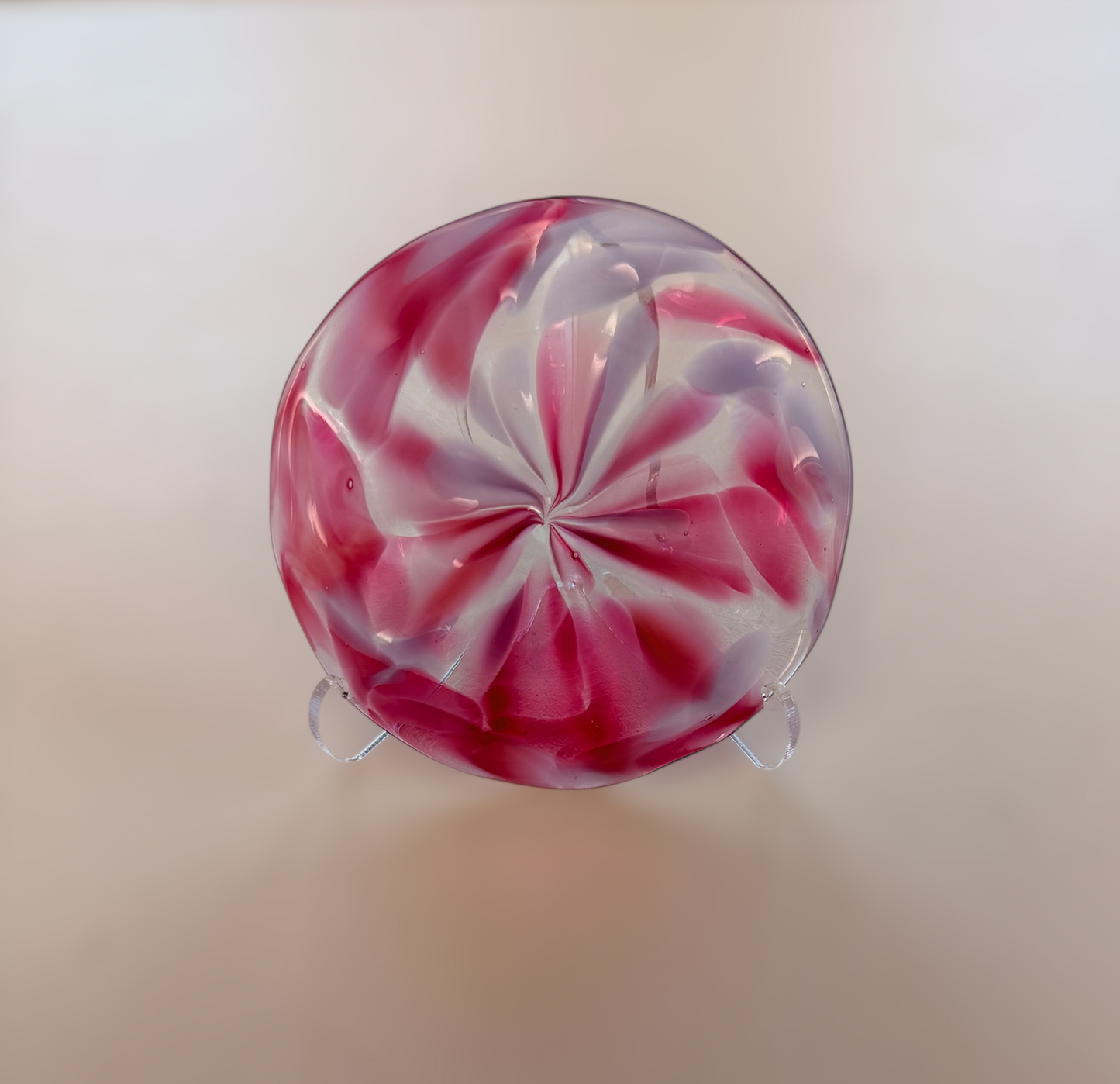 Pink/White/Clear Optic Hand Spun Rondel 95mm