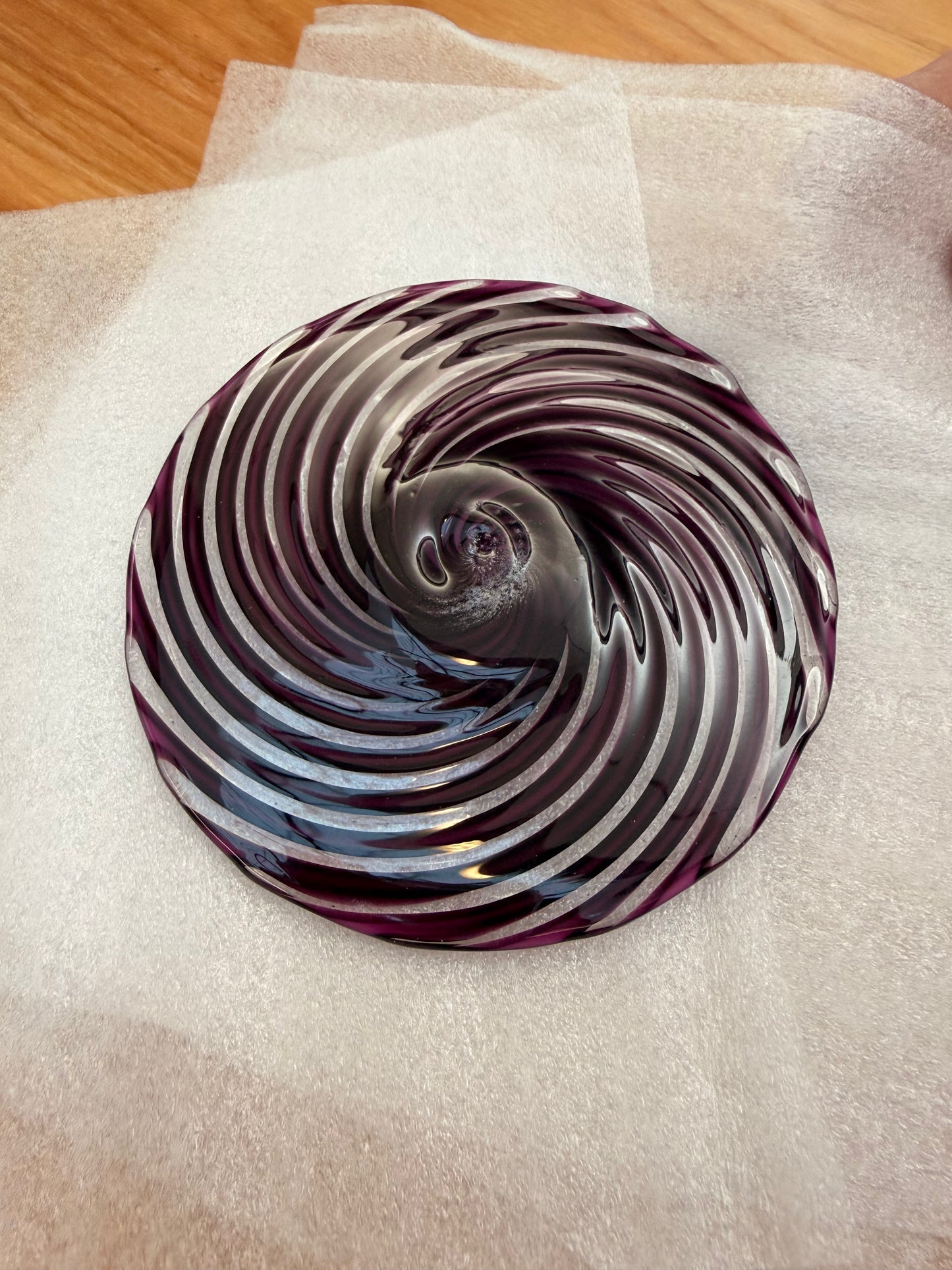 Pink/Black/Clear Optic Hand Spun Rondel 95mm