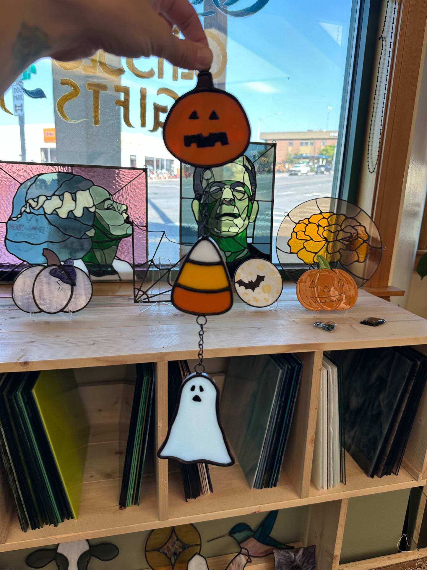 Halloween Stained Glass Sun Catcher (3 pieces)