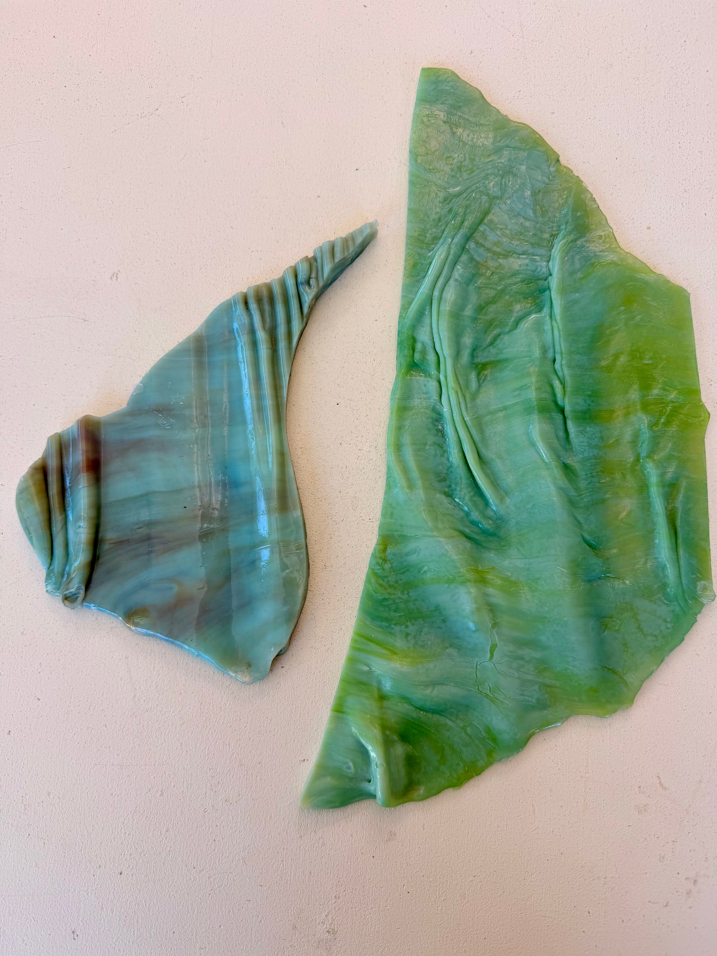 Vintage Drapery Glass | Green 2 pieces