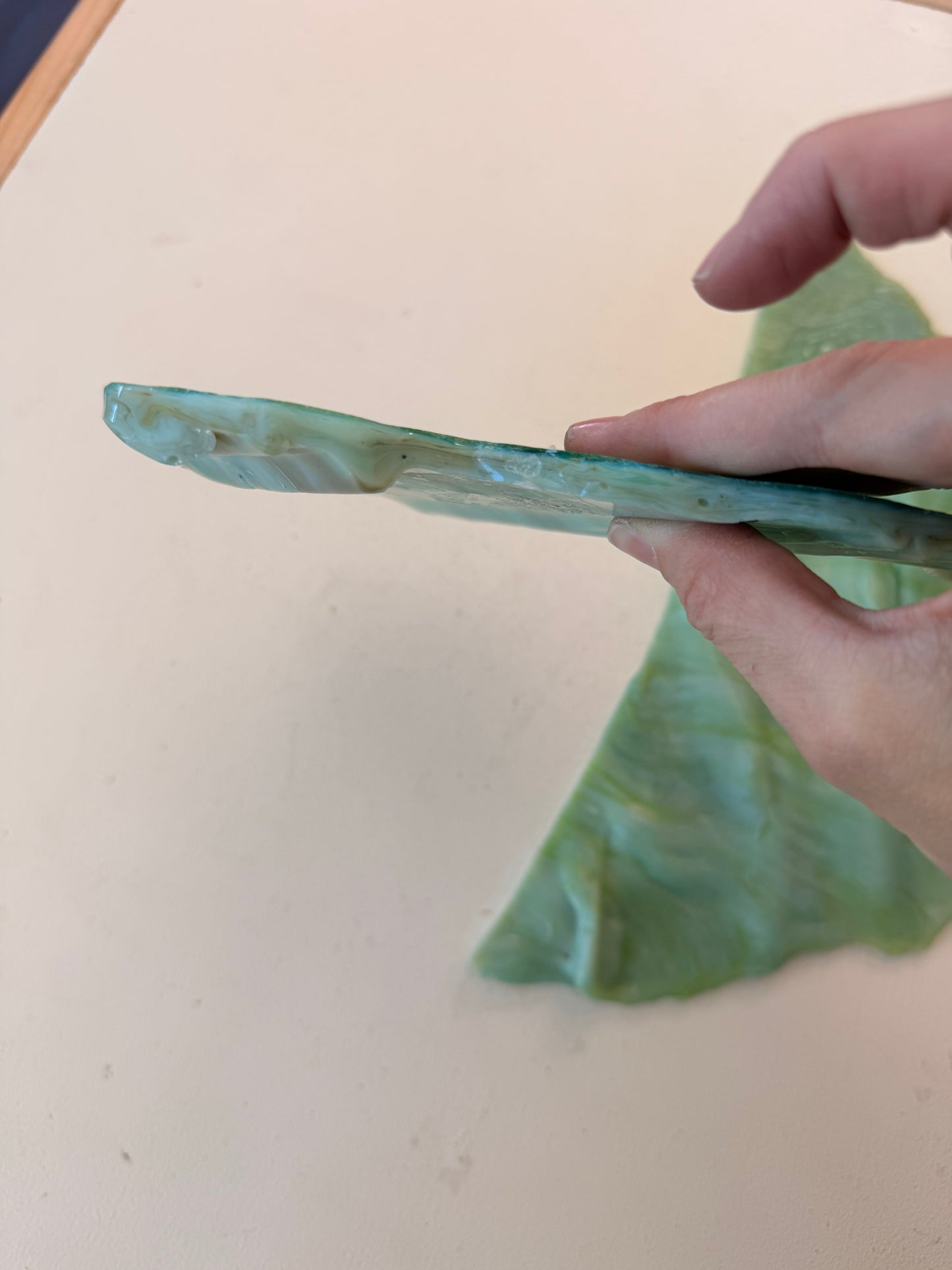 Vintage Drapery Glass | Green 2 pieces