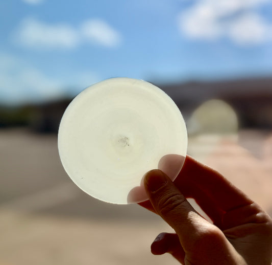 Milky White Opal Hand Spun Rondel 90mm