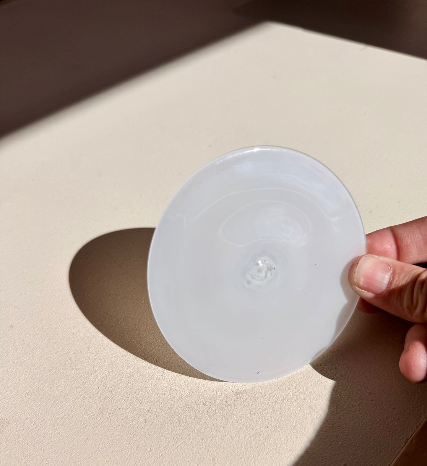 Milky White Opal Hand Spun Rondel 90mm