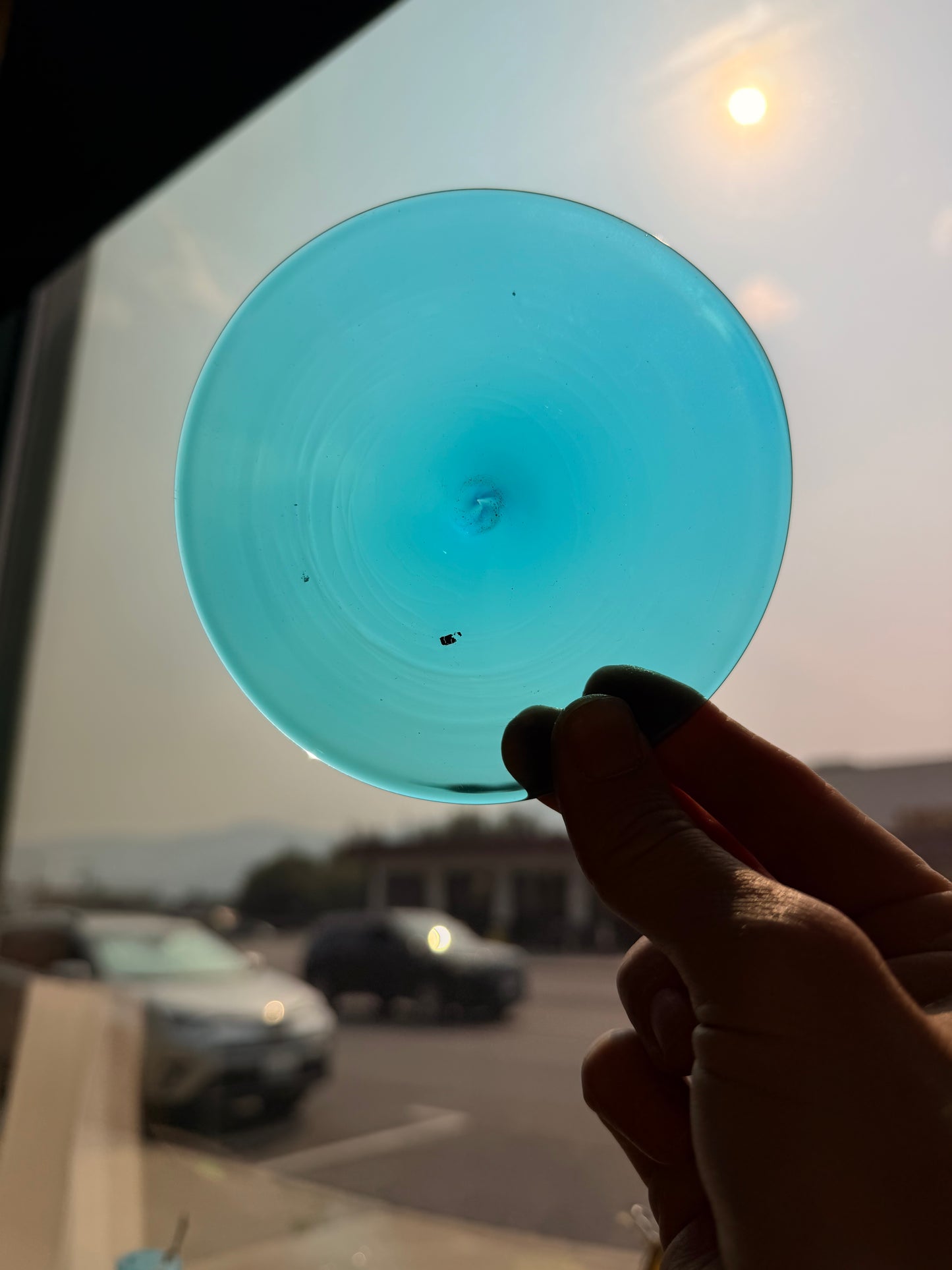 Sky Blue Hand Spun Rondel 110mm