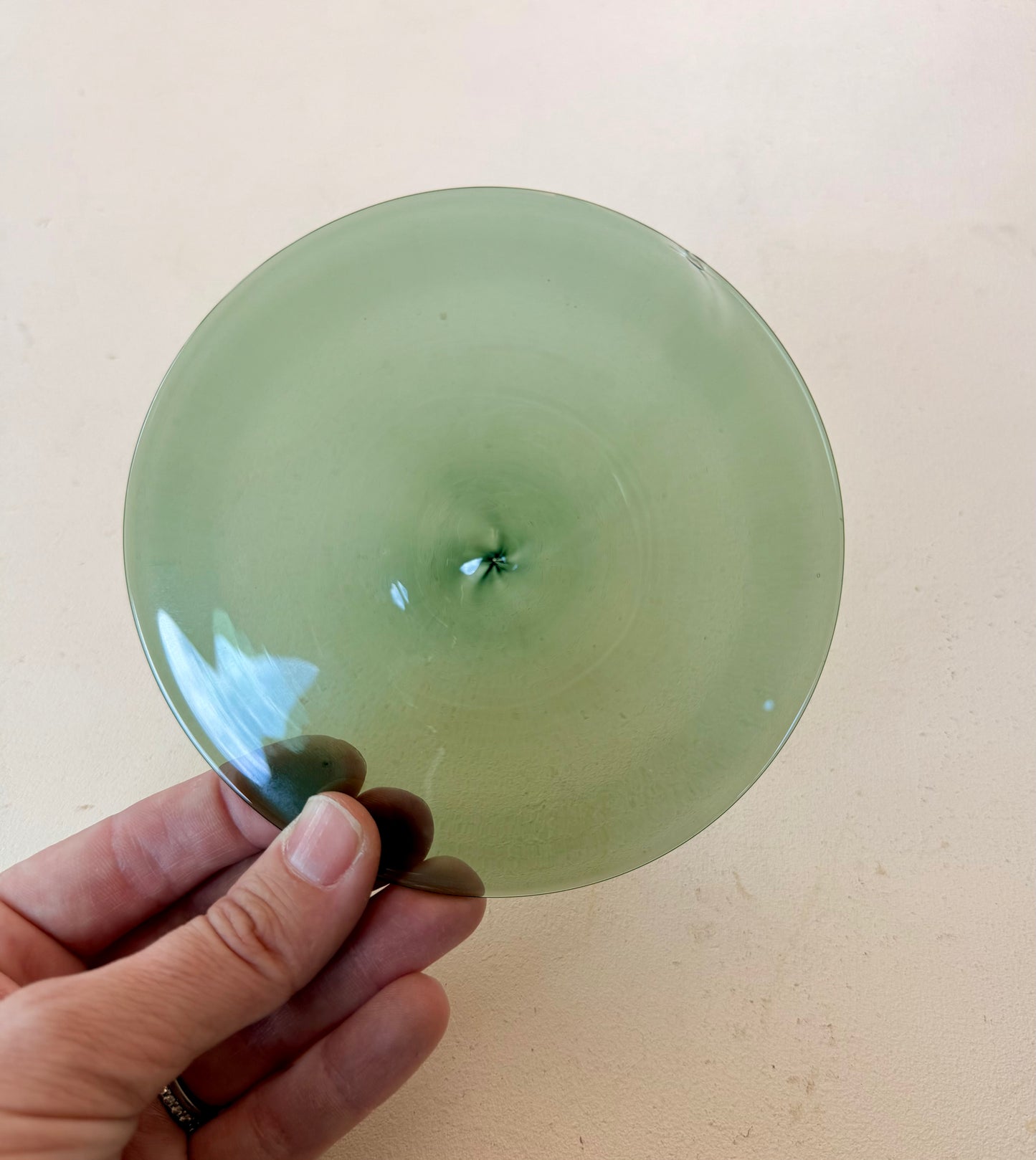 Light Olive Hand Spun Rondel 5"