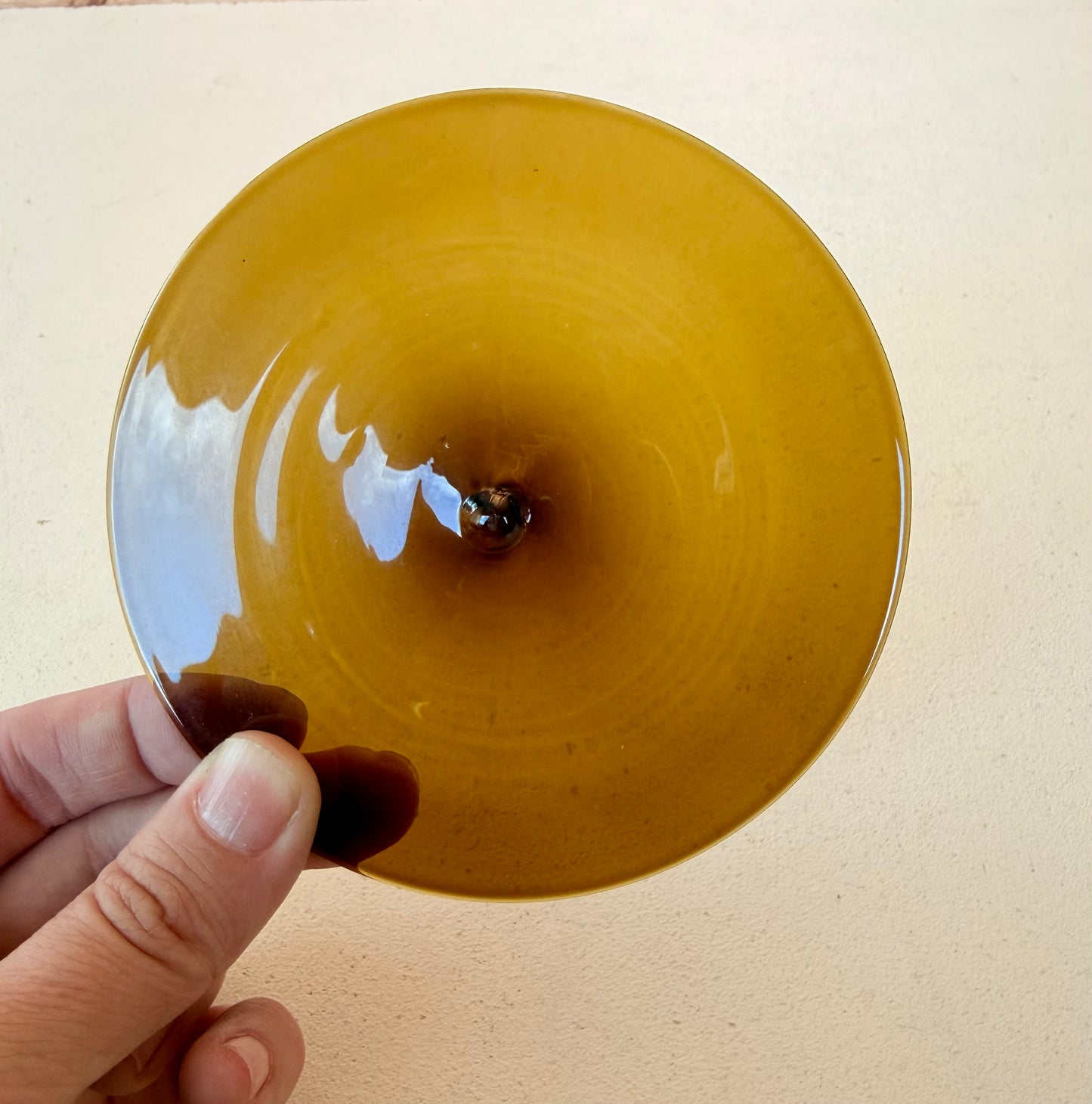 Golden Olive Hand Spun Rondel 4.25"
