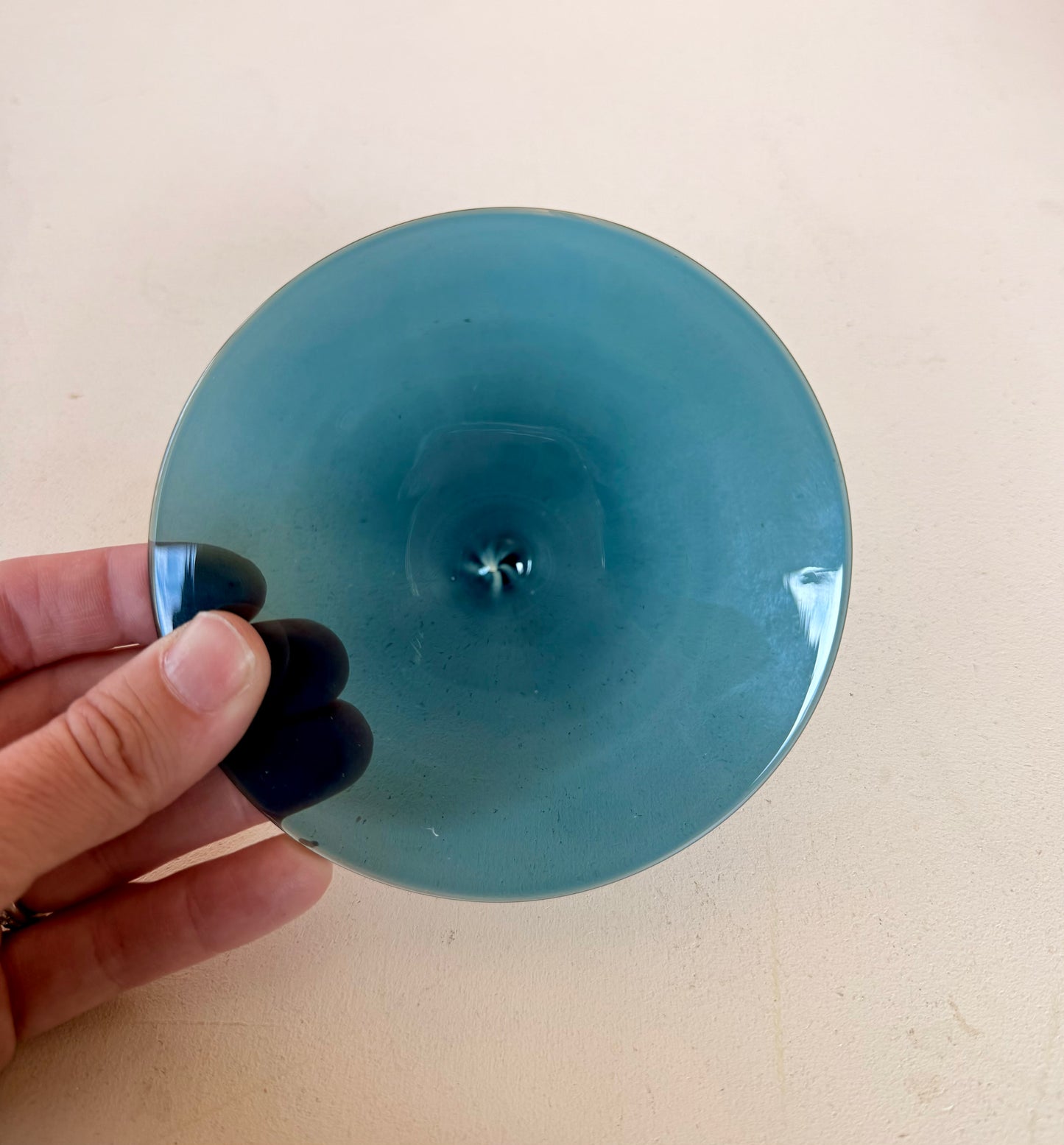 Light Navy Blue Hand Spun Rondel 4.35"