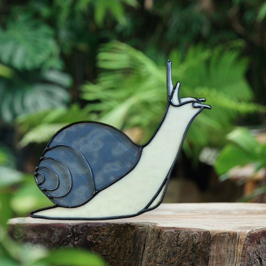 Stained Glass Snail Plant Stake-8.5"x8"