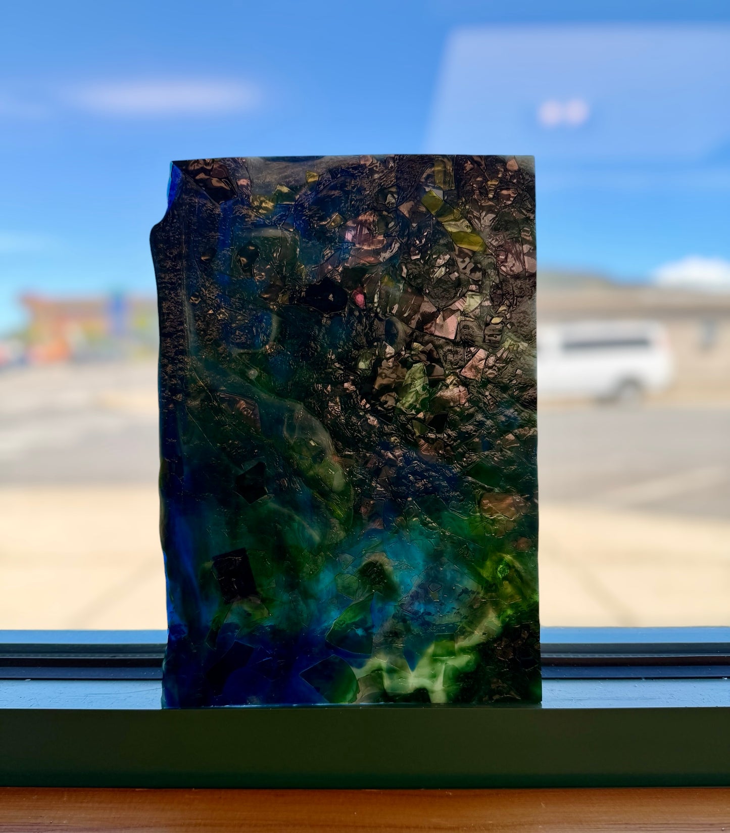 Vintage Uroboros | Blue/Green/White Pink Confetti 7"x10"