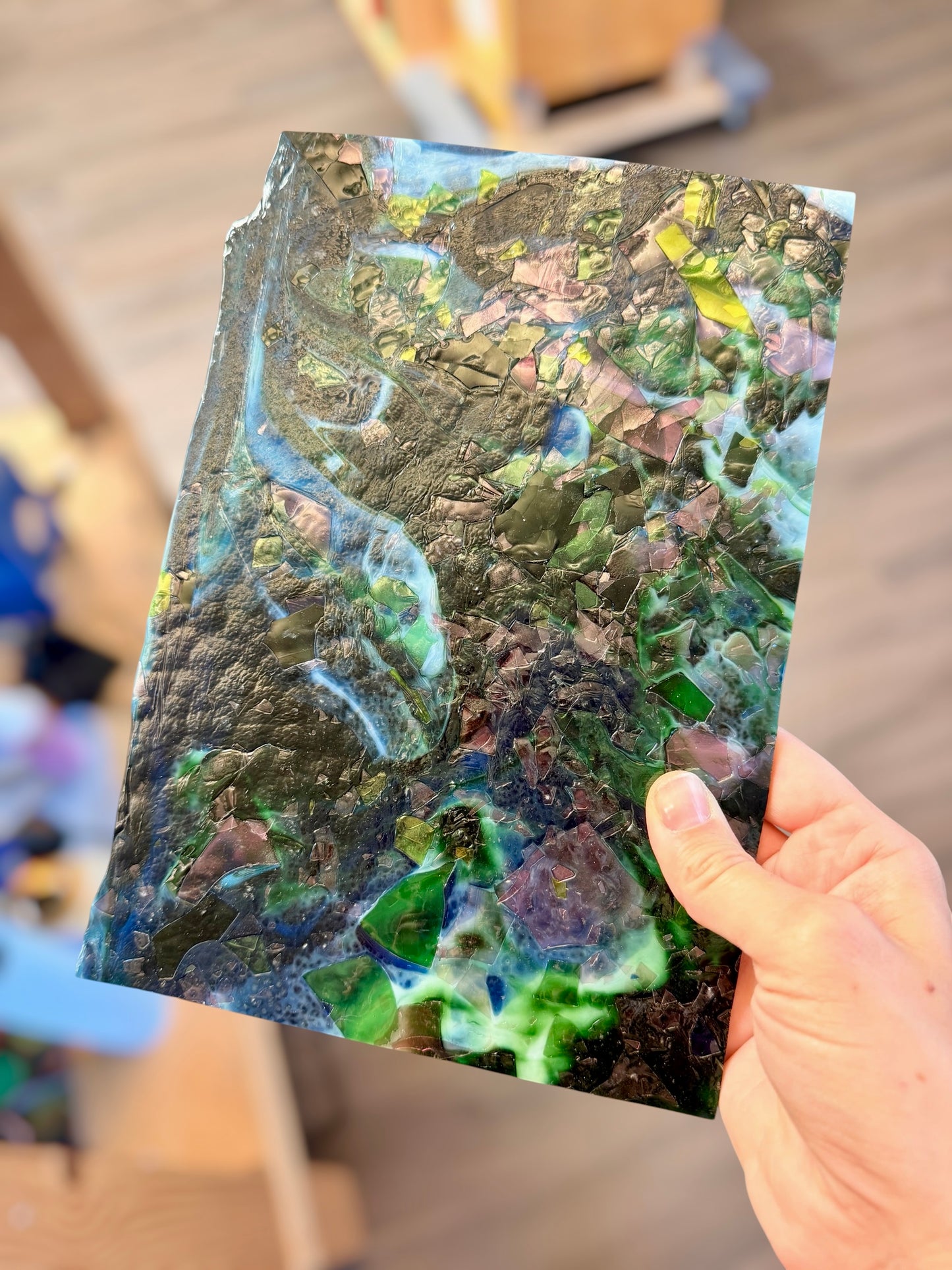 Vintage Uroboros | Blue/Green/White Pink Confetti 7"x10"