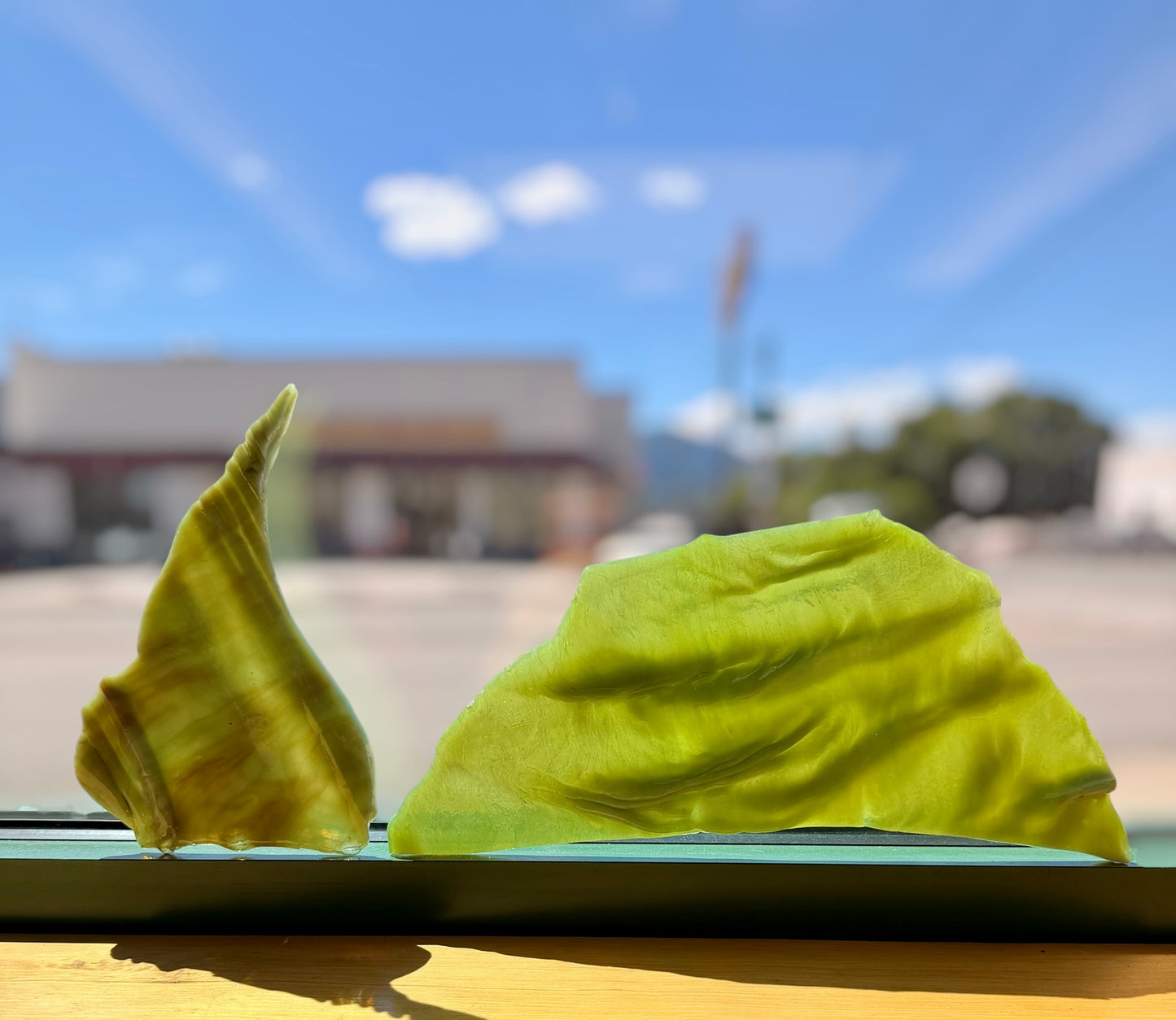 Vintage Drapery Glass | Green 2 pieces