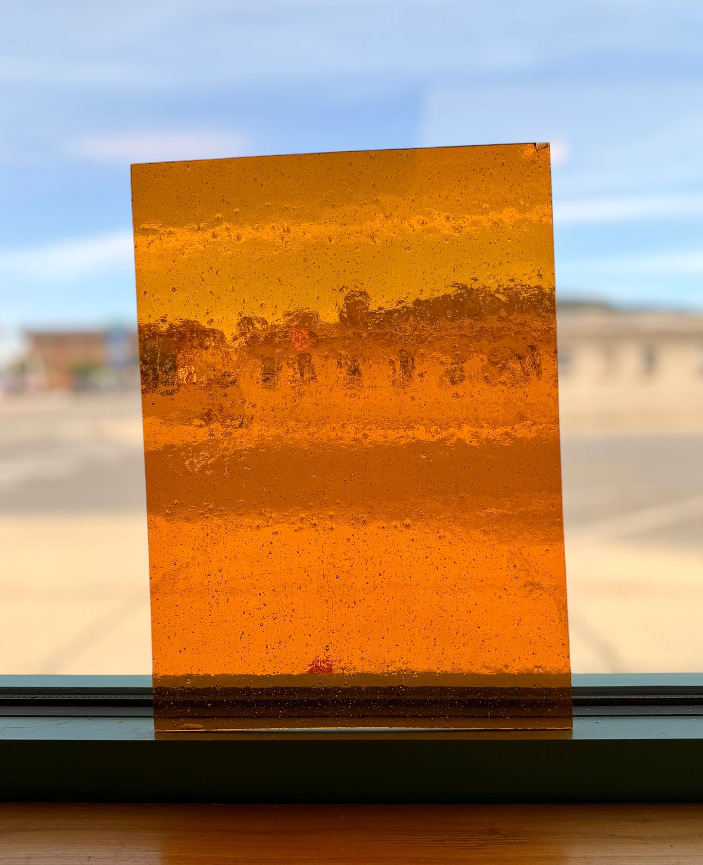 Vintage | Amber Seedy Glass 10"x13.5"