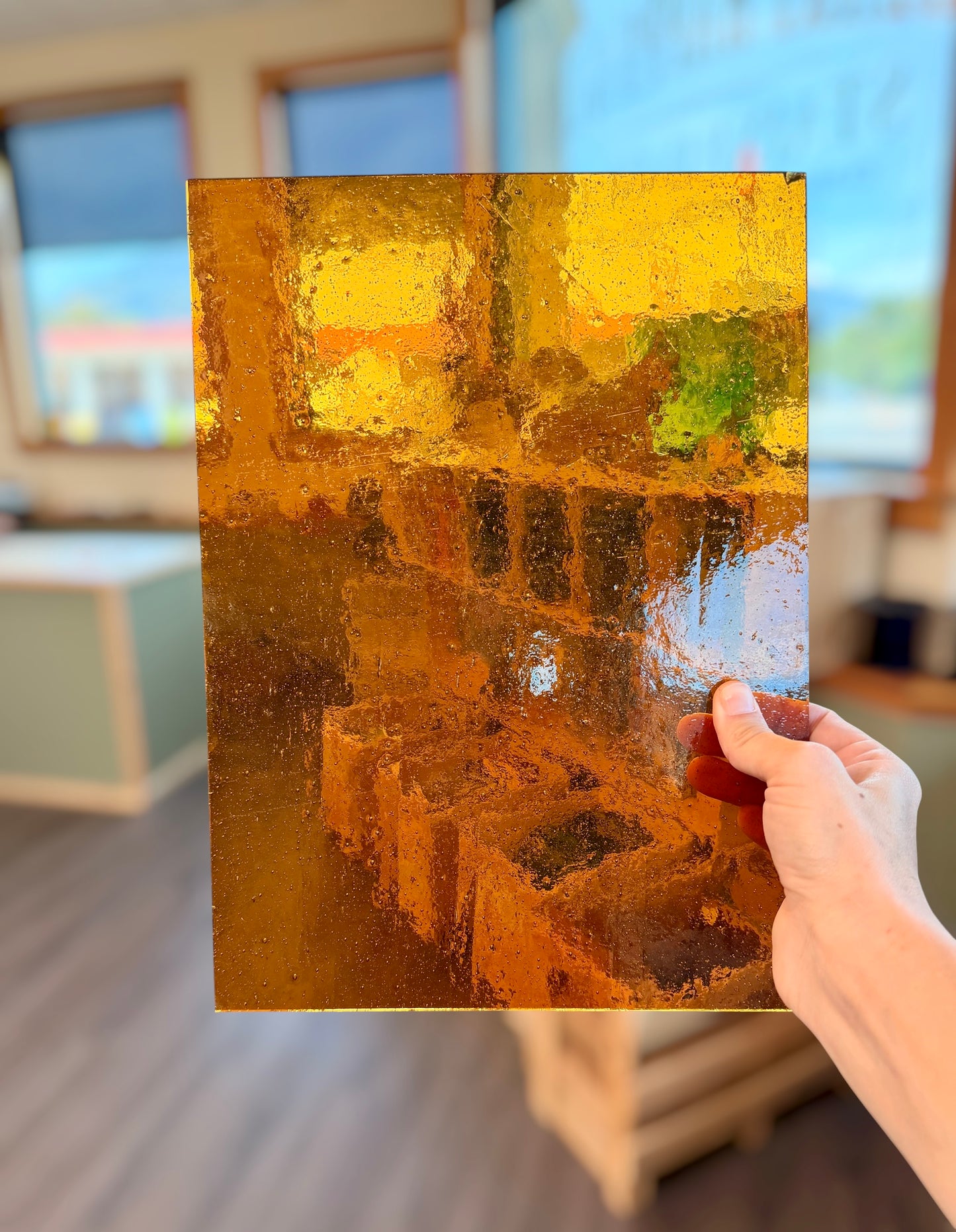 Vintage | Amber Seedy Glass 10"x13.5"
