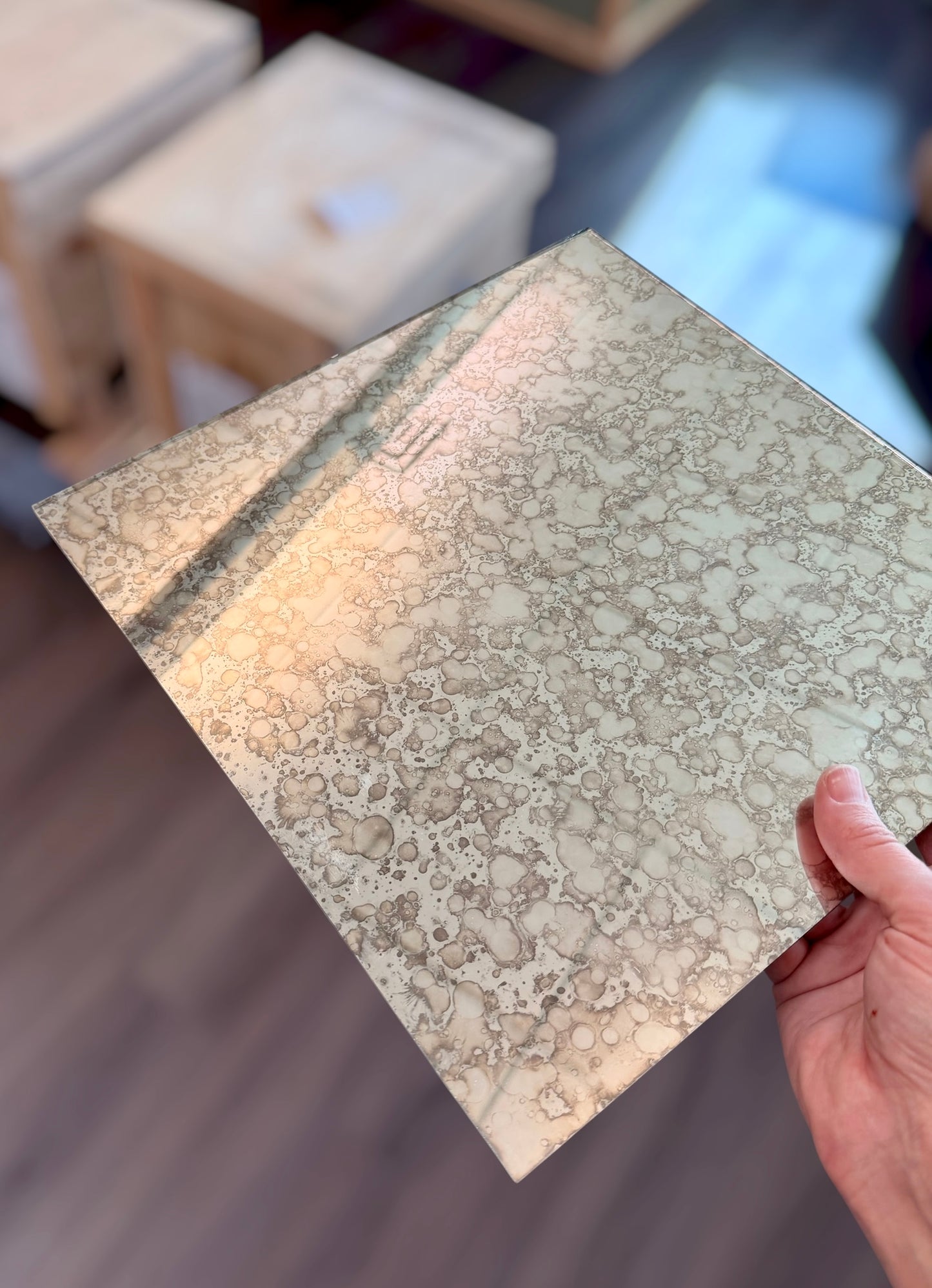 Silvered Victorian Mirror 12"x12"