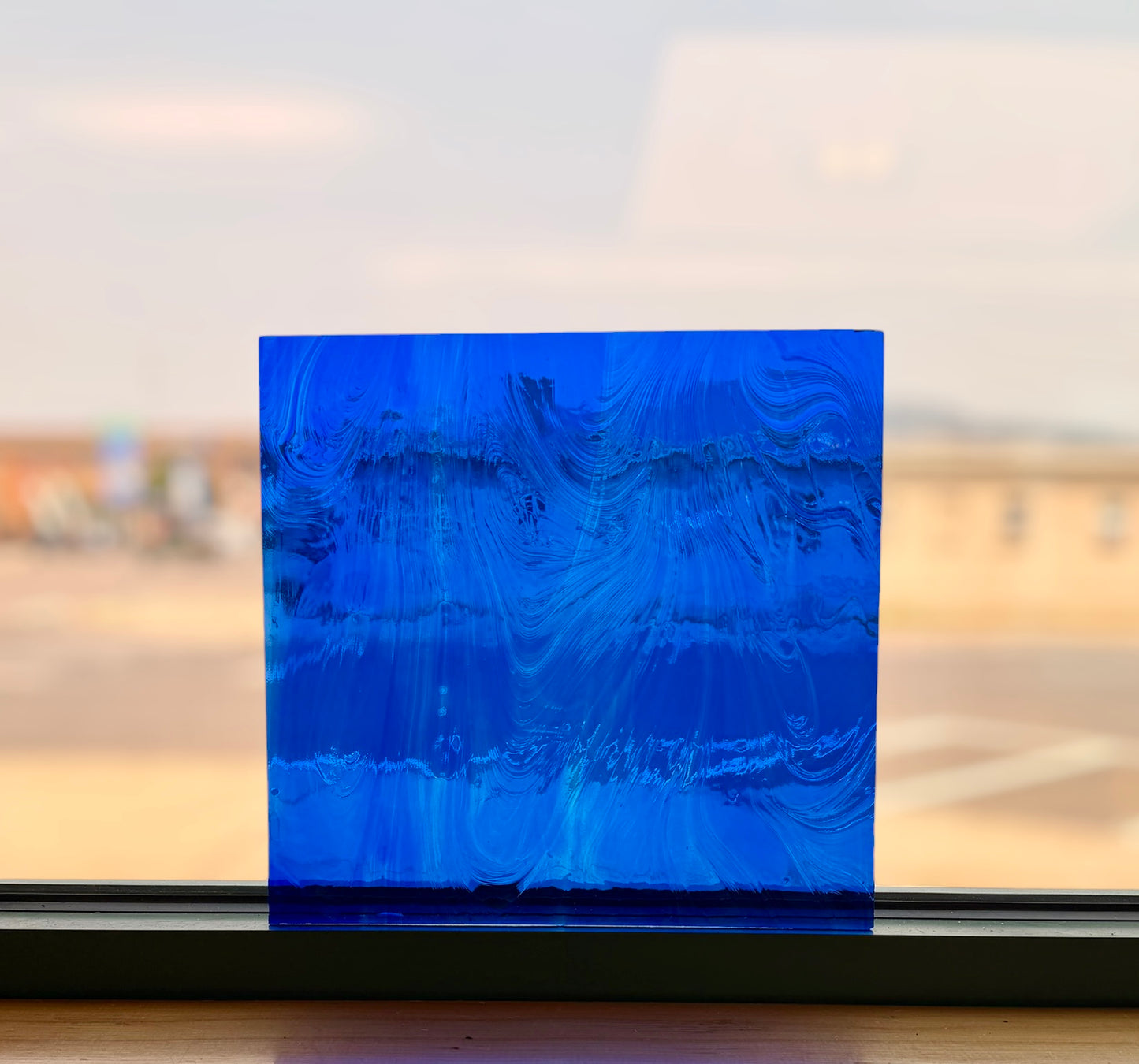 Vintage  Med. Blue Barnwood Glass